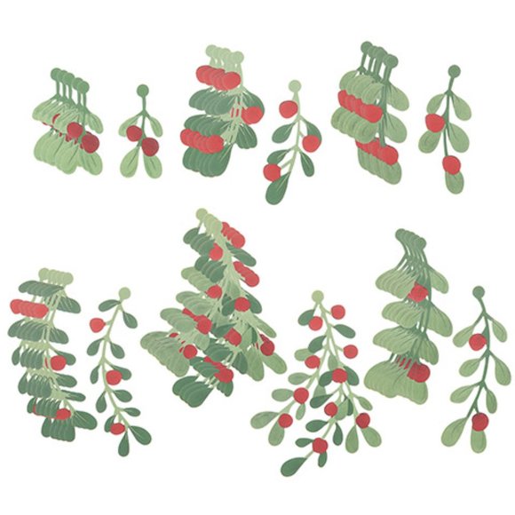 Martha Stewart Crafts Paper Christmas Holly Garland, Green and Red - Picture 2 of 3